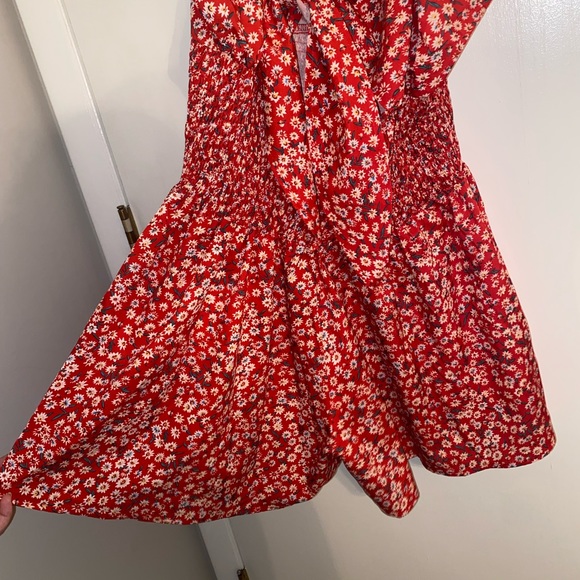 Tie Front Romper, Red Floral, 1XL - Picture 3 of 3